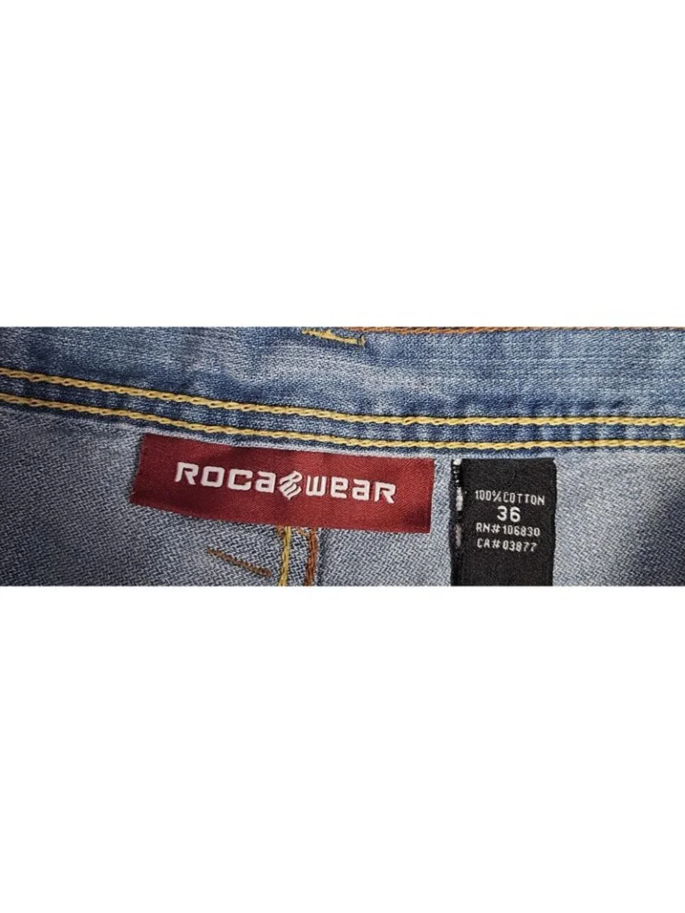 Vintage Y2K Rocawear Baggy Denim Jorts Men's 36 Blue Embroidered Hip Hop Shorts